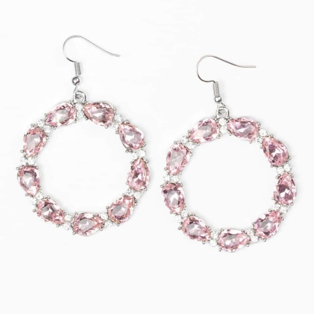 New Pink Rhinestone Hoops